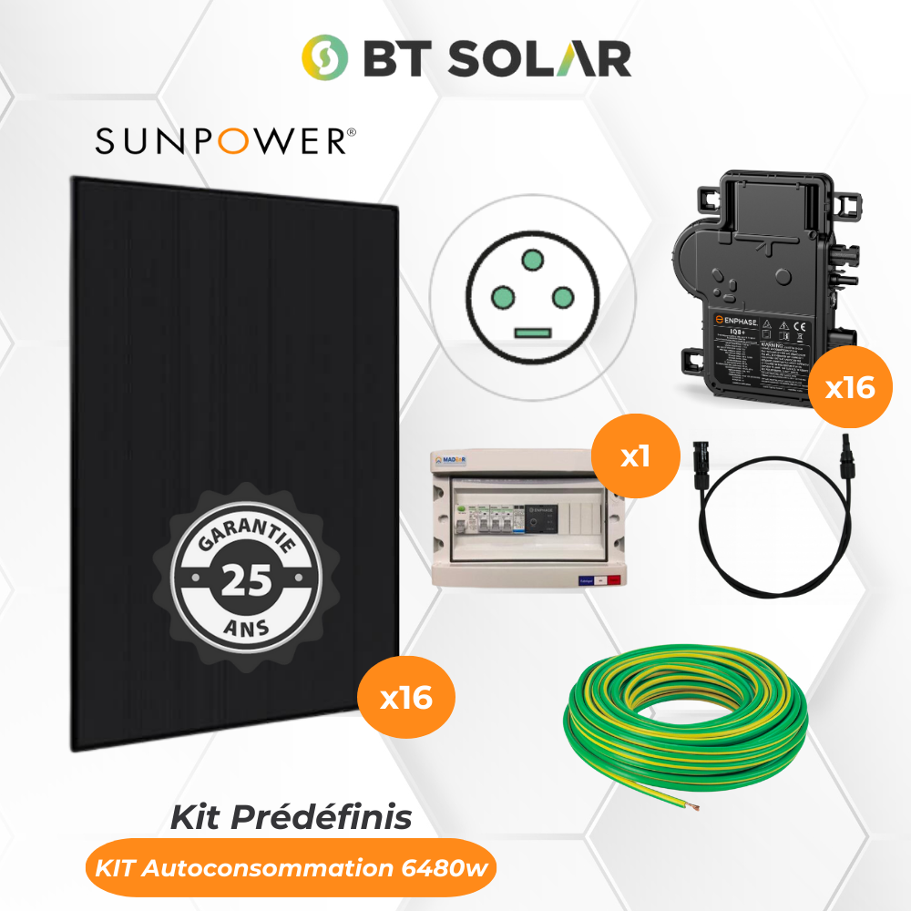 Sun Bt Module Kit Autoconsommation SUNPOWER - ENPHASE 16 panneaux Triphasé - BT Solar