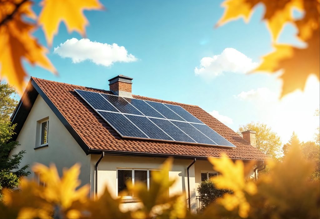 maison panneaux solaires automne