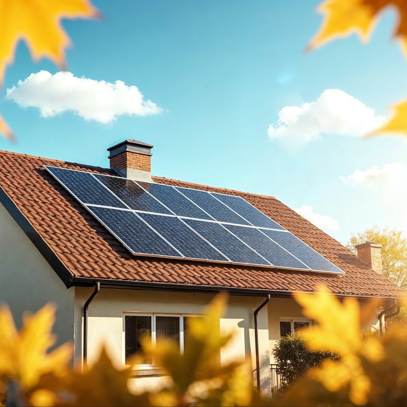 maison panneaux solaires automne
