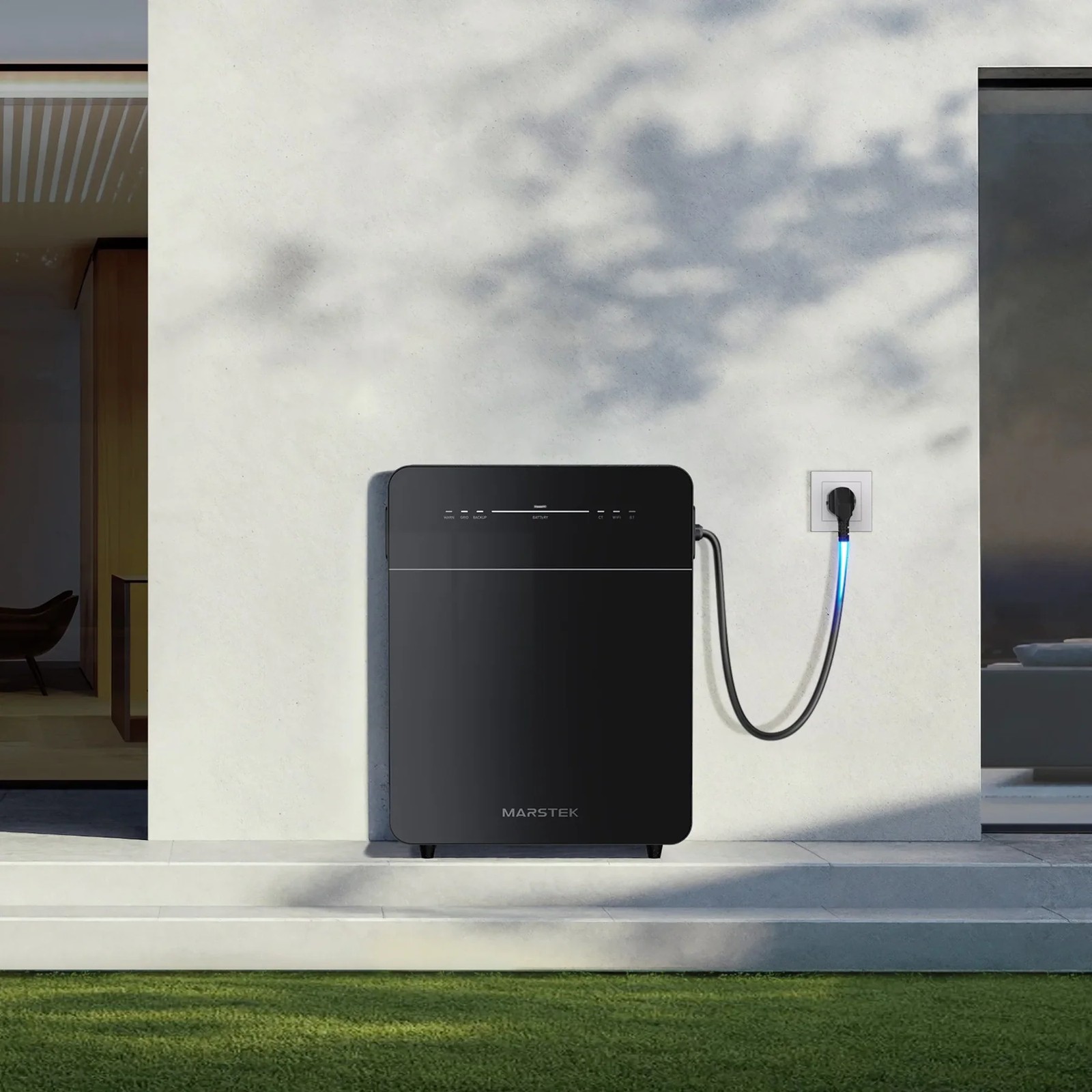 Batterie Marstek Venus E 3.0 installée sur mur extérieur